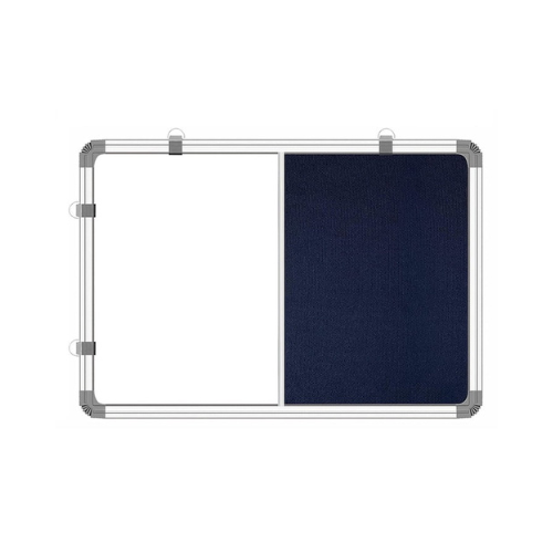 OBASIX® Classic Series Combination Board 2x3 Feet (Non-Magnetic Whiteboard with Blue Pin-up Notice Board) | Aluminium Frame CWBPBB6090