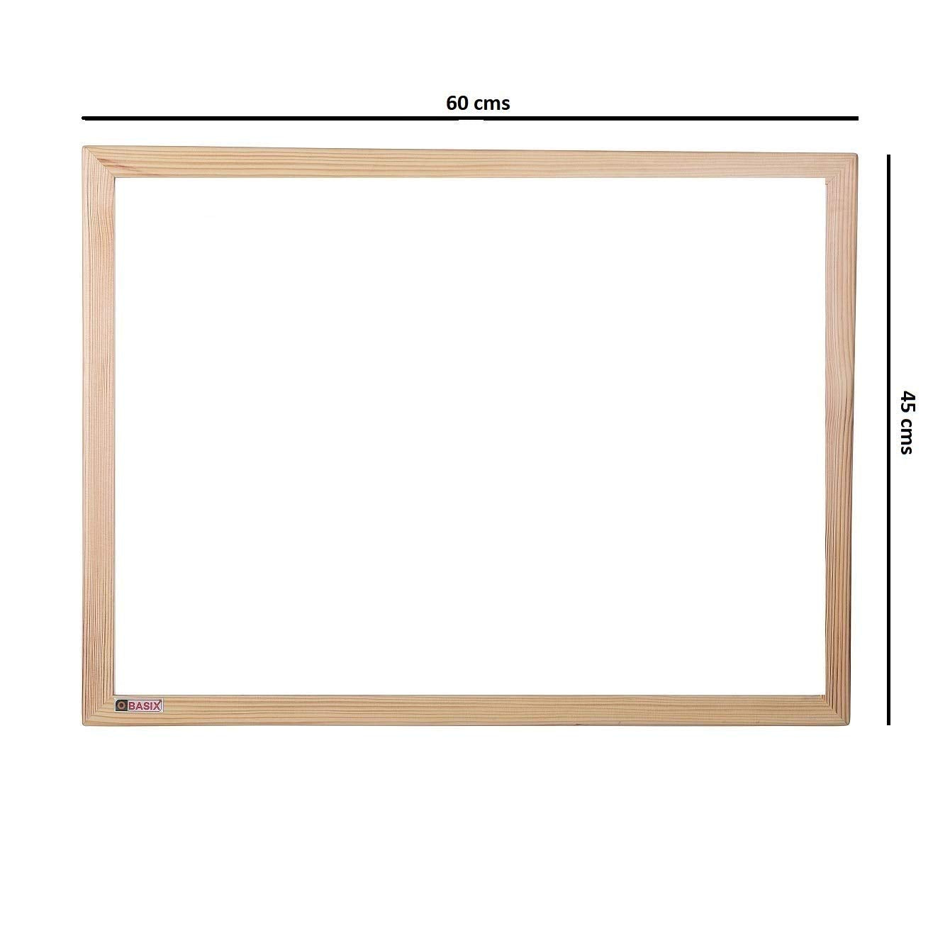 OBASIX® White Board 1.5 x 2 feet (Non-Magnetic) Natural Pine Wood PWWB4560