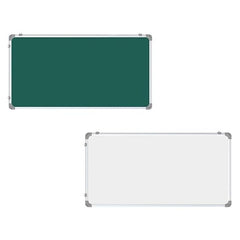 OBASIX® Classic Series Double-Sided 1x1.5 Feet (Non-Magnetic) Whiteboard and Green Chalkboard | Aluminium Frame CWGBDS3045