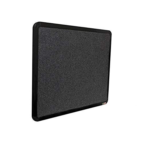 OBASIX® Superior Series Pin-up Bulletin Notice Board (1.5x2 Feet) Mid Grey for School College Office | Powder Coated Black Frame SPBMGPCB4560