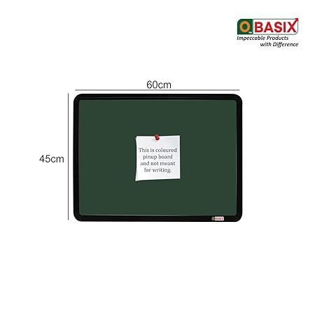 OBASIX® Superior Series Pin-up Bulletin Notice Board (1.5x2 Feet) Green for School College Office | Powder Coated Black Frame SPBPCBG4560