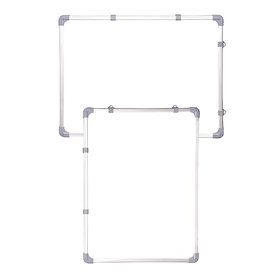 OBASIX® Classic Series Dual Side White Board 1.5x2 Feet (Non-Magnetic) | Light Weight Aluminium Frame CWBDS4560