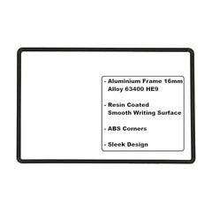 OBASIX® Superior Series White Board (1x2 Feet) Magnetic | Heavy Aluminium Frame Black SMWBPCB3060