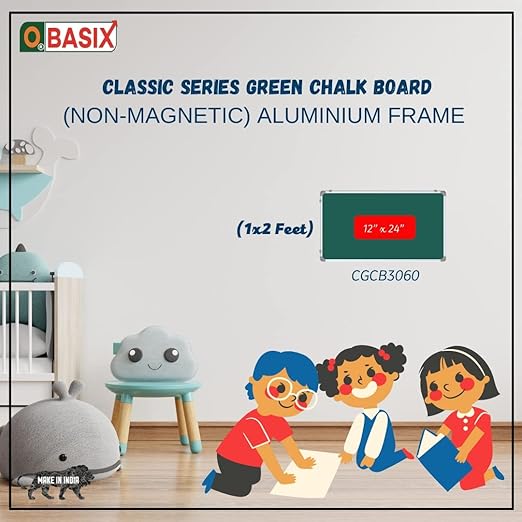 OBASIX® Classic Series Green Chalk Board 1x2 Feet (Non-Magnetic) | Aluminium Frame CGCB3060