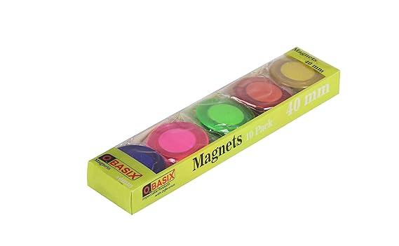 OBASIX® Magnets for Whiteboards | Pack of 10 pcs | Colourful Magnetic Buttons (30mm)