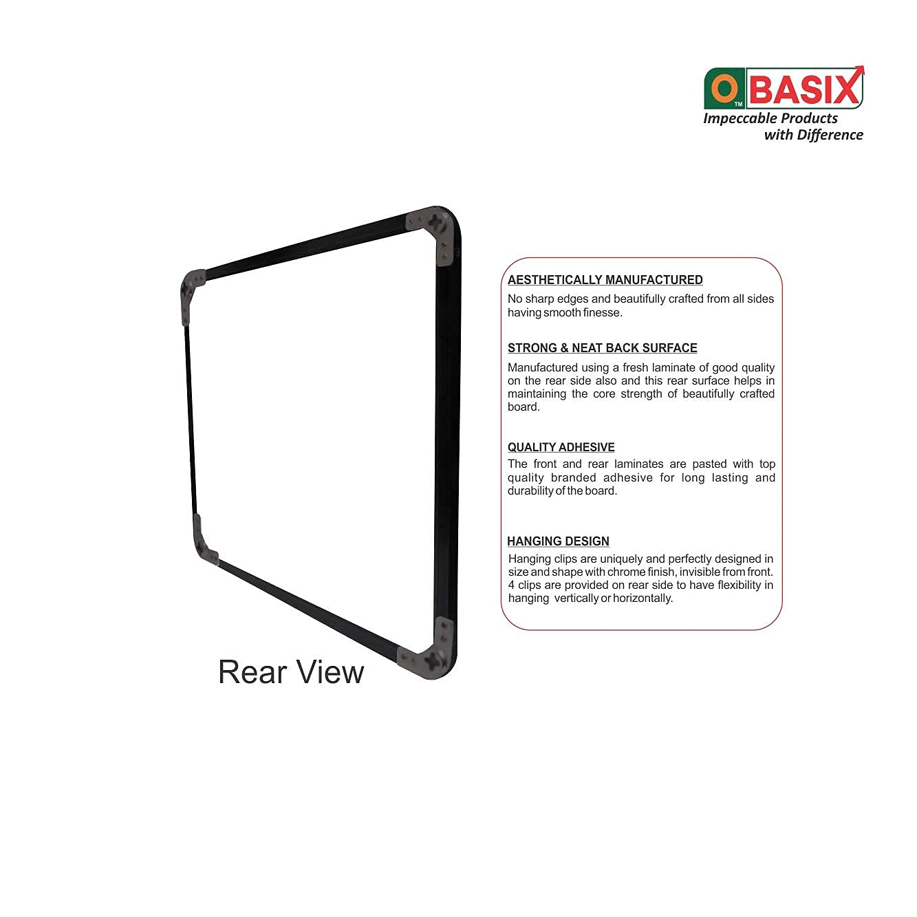 OBASIX® Superior Series White Board 4x6 Feet Non-Magnetic | Heavy Aluminium Frame Black SWBPCB120180