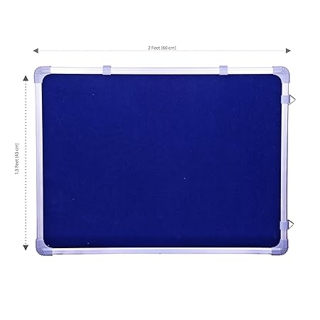 OBASIX® Classic Series Pin Up Bulletin Notice Board (1.5x2Feet) Blue for School College Office | Natural Finesse Aluminium Frame CPBB4560
