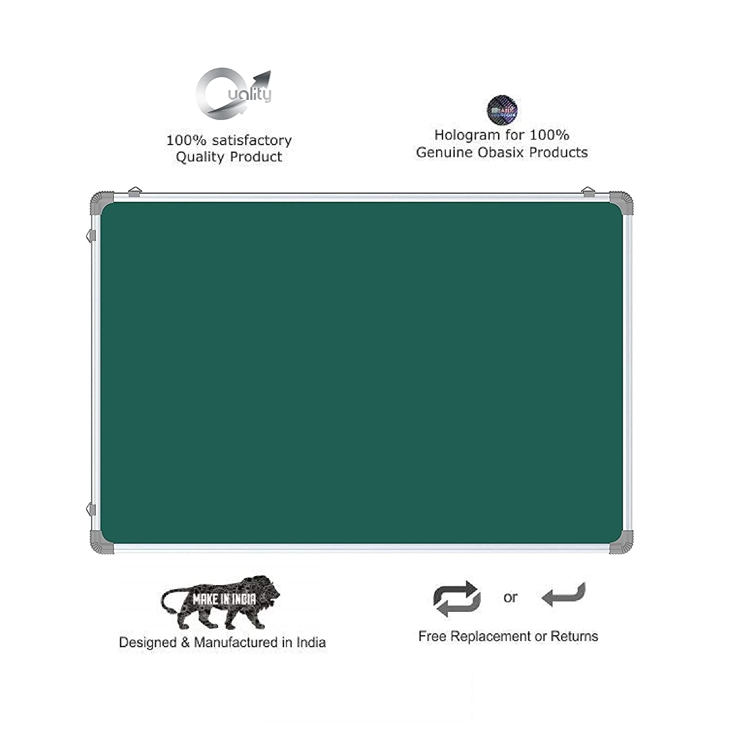 OBASIX® Classic Series Green Chalk Board 1.5x2 Feet (Magnetic) | Aluminium Frame CGCBM4560