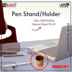 OBASIX® Wooden Pen Stand for Study Table Office Desk Organizer|Natural Wooden Round Pen Pencil Holder Stationary Storage-PS02