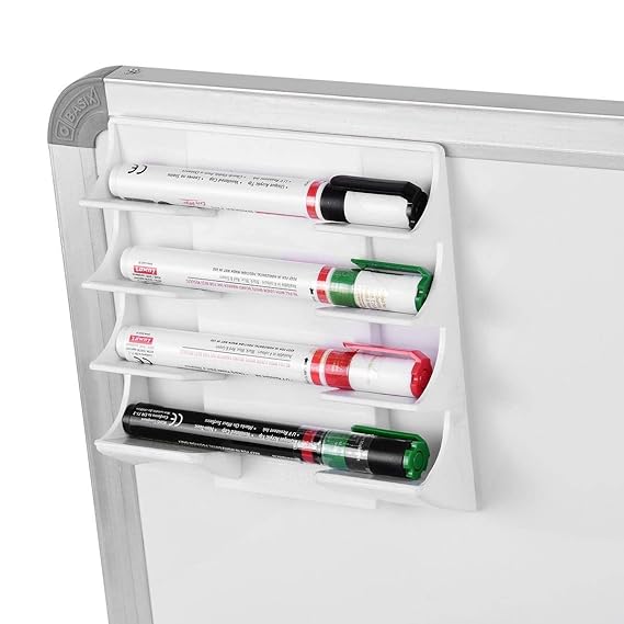 OBASIX® Whiteboard Marker Holder (Magnetic) for School College Office|with Two Super Strong Magnets | Material: ABS (White)