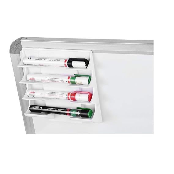 OBASIX® Whiteboard Marker Holder (Magnetic) for School College Office|with Two Super Strong Magnets | Material: ABS (White)